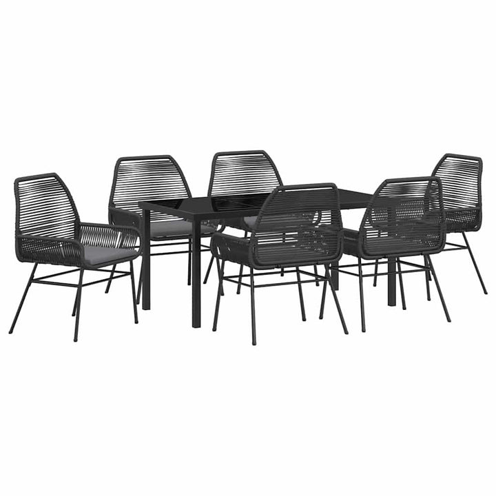 Have Spisebordssæt med pude 7 pcs Sort polyrattan