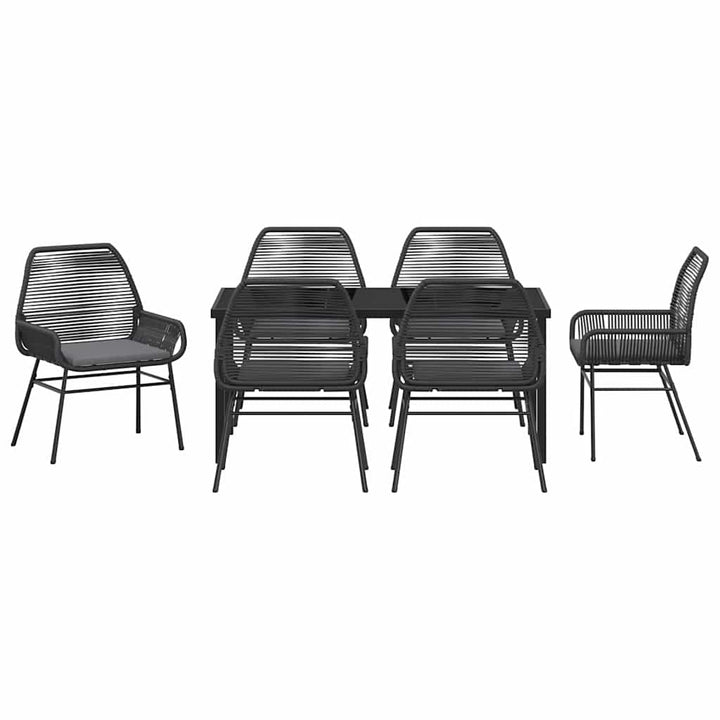 Have Spisebordssæt med pude 7 pcs Sort polyrattan