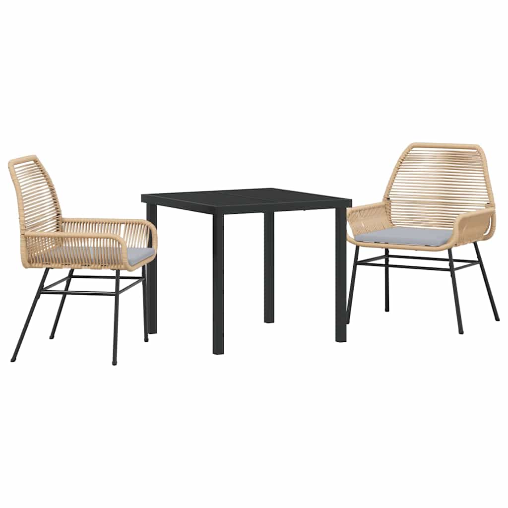 Have Spisebordssæt med pude 3 pcs Brun polyrattan