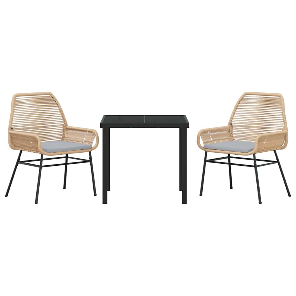 Have Spisebordssæt med pude 3 pcs Brun polyrattan