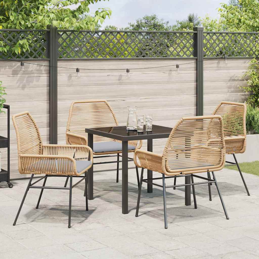Have Spisebordssæt med pude 5 pcs Brun polyrattan
