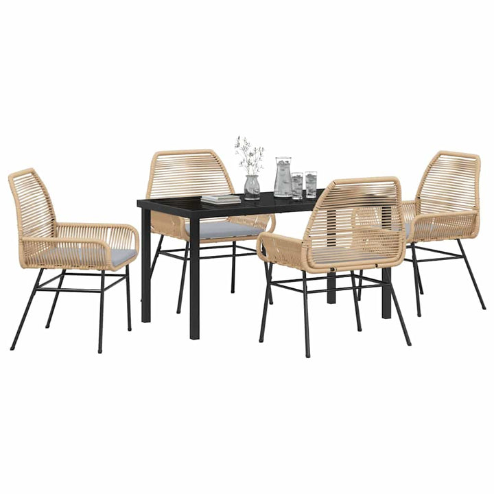 Have Spisebordssæt med pude 5 pcs Brun polyrattan