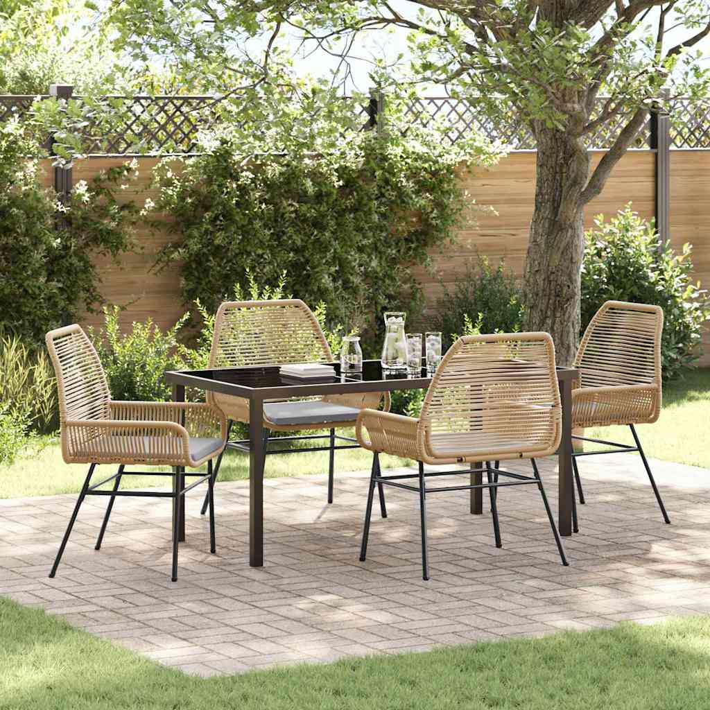Have Spisebordssæt med pude 5 pcs Brun polyrattan