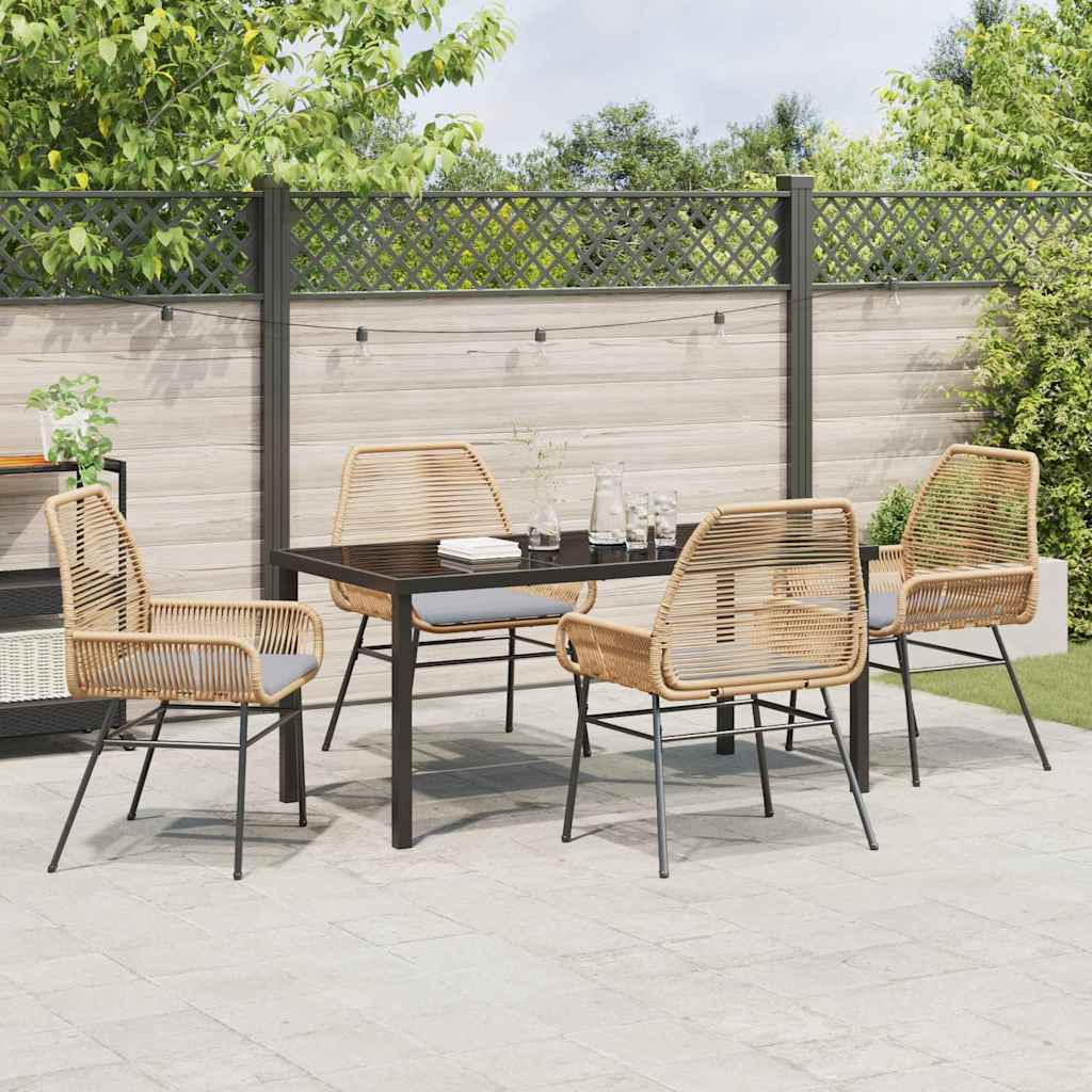 Have Spisebordssæt med pude 5 pcs Brun polyrattan