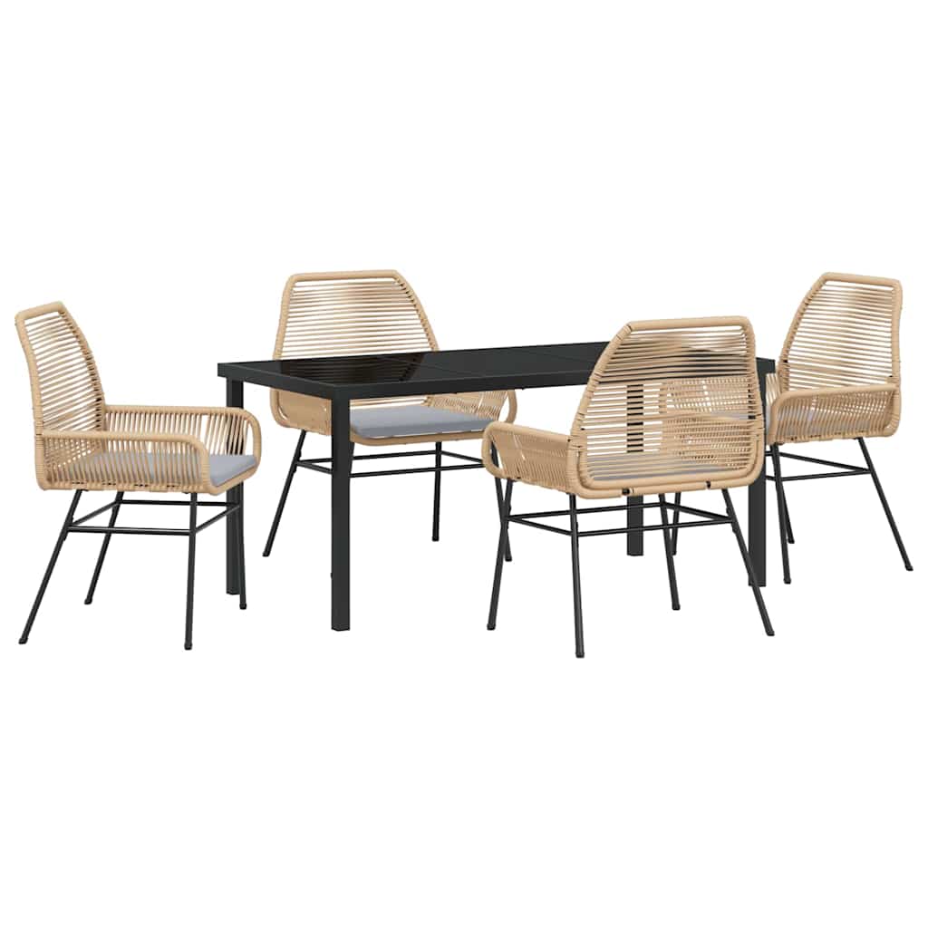 Have Spisebordssæt med pude 5 pcs Brun polyrattan