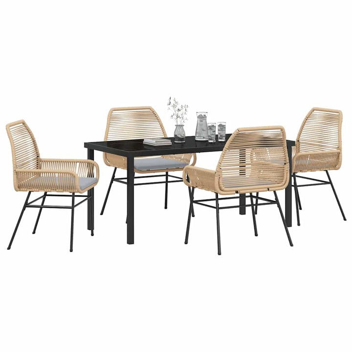 Have Spisebordssæt med pude 5 pcs Brun polyrattan