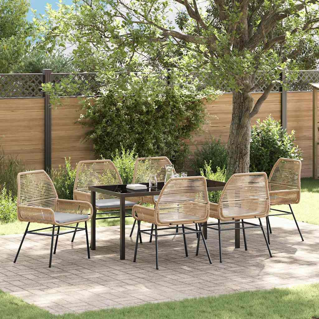Have Spisebordssæt med pude 7 pcs Brun polyrattan