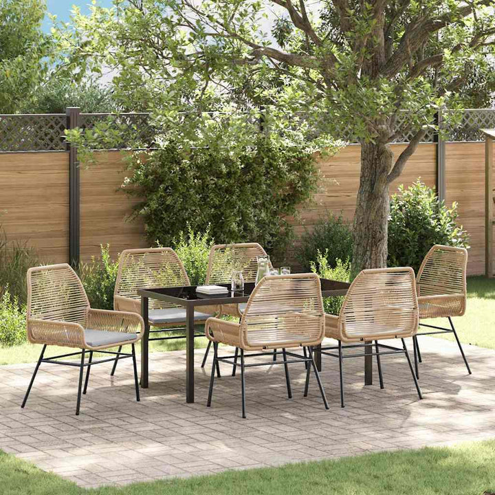 Have Spisebordssæt med pude 7 pcs Brun polyrattan