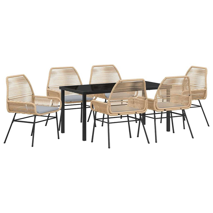 Have Spisebordssæt med pude 7 pcs Brun polyrattan