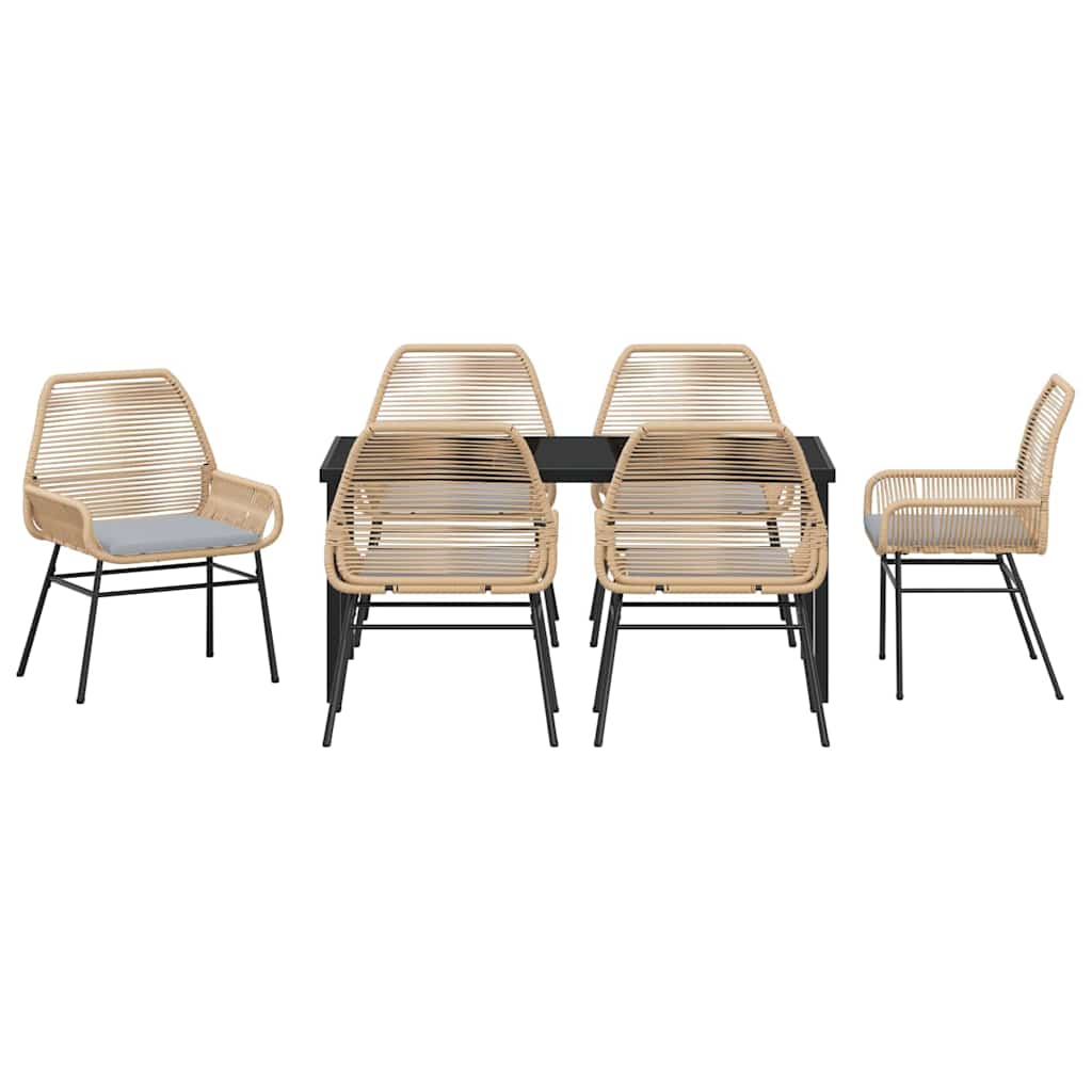 Have Spisebordssæt med pude 7 pcs Brun polyrattan