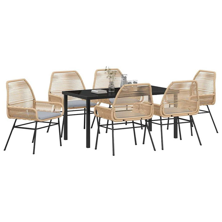 Have Spisebordssæt med pude 7 pcs Brun polyrattan