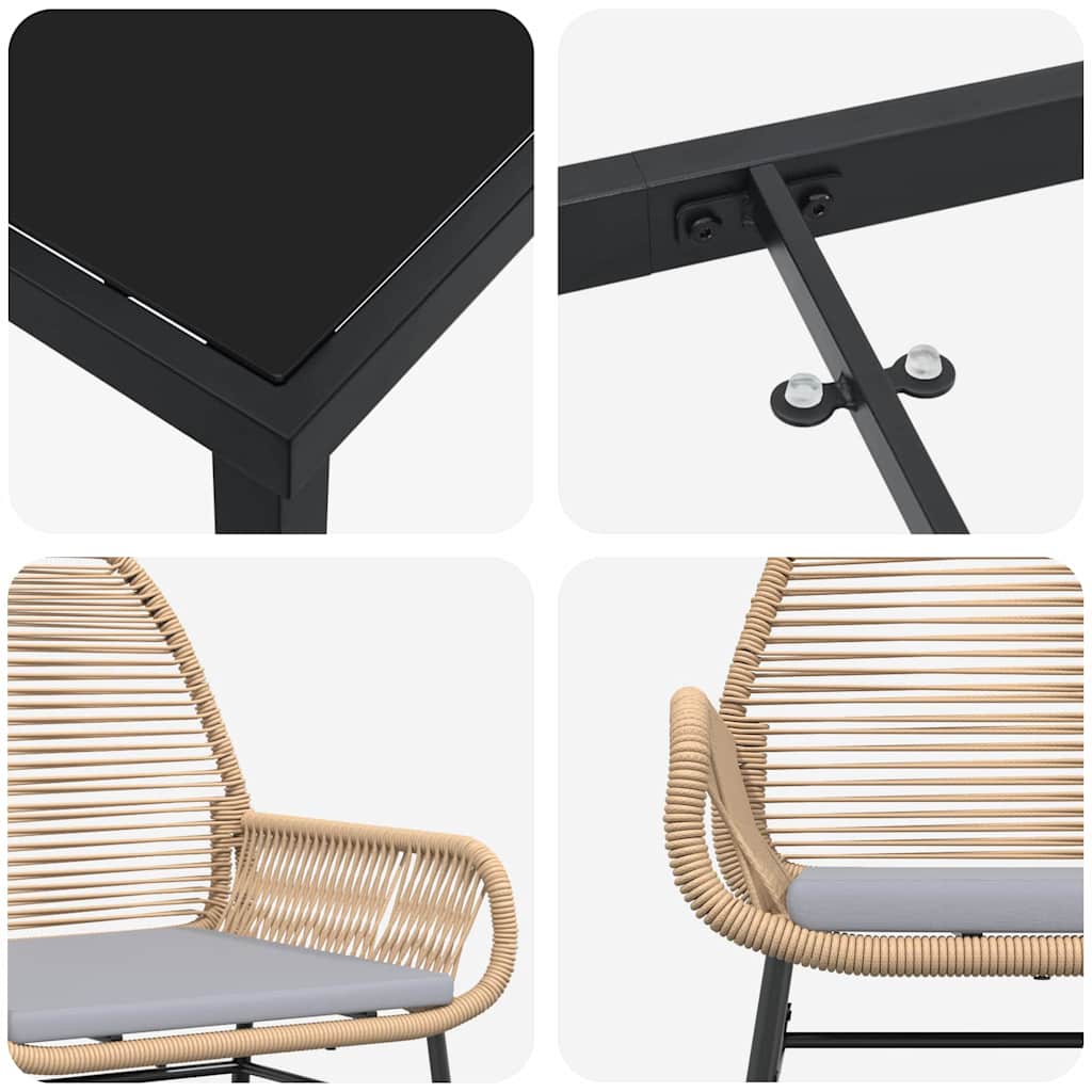 Have Spisebordssæt 9 stk. Brun polyrattan