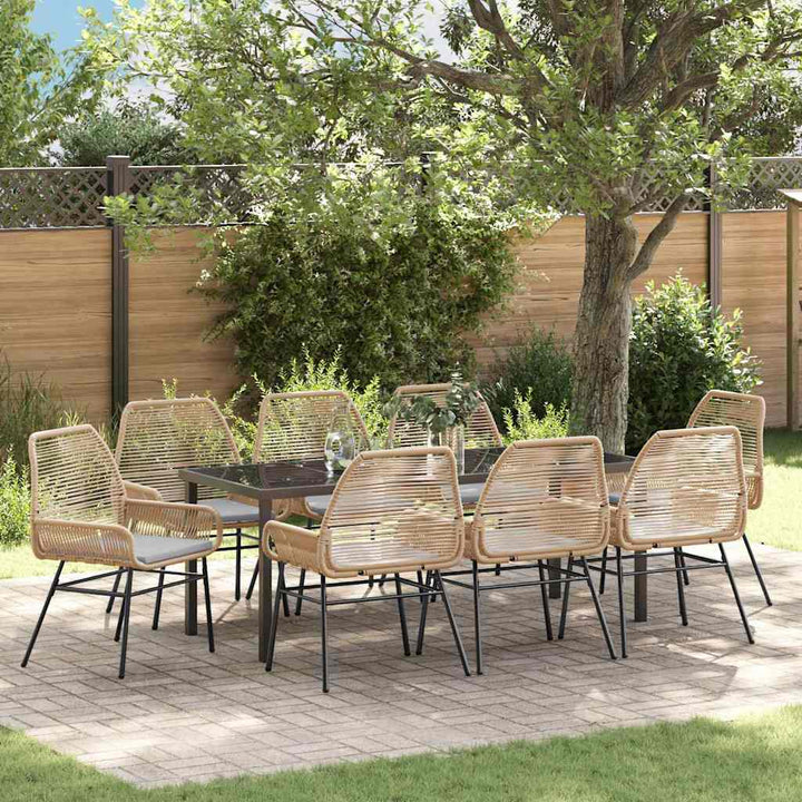 Have Spisebordssæt 9 stk. Brun polyrattan