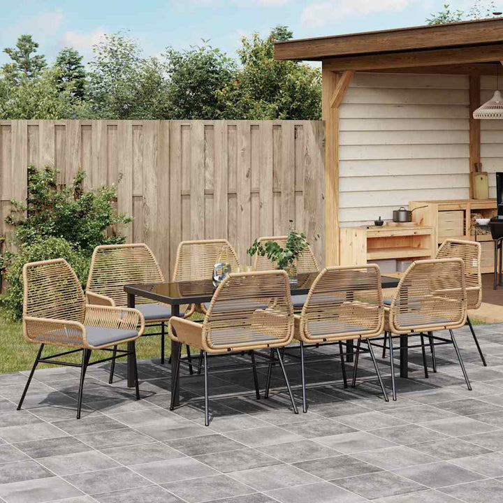 Have Spisebordssæt 9 stk. Brun polyrattan
