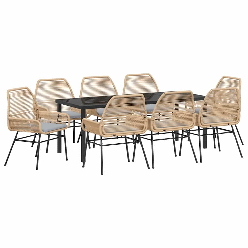 Have Spisebordssæt 9 stk. Brun polyrattan
