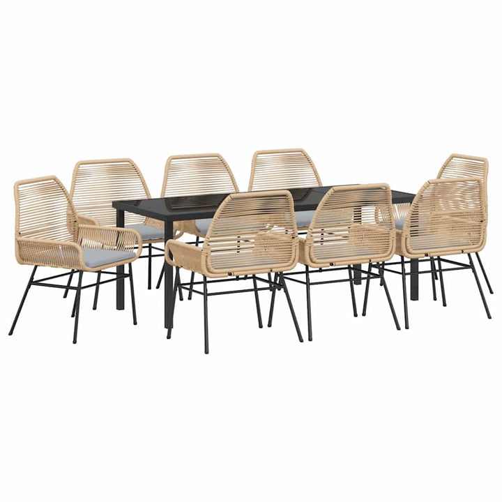 Have Spisebordssæt 9 stk. Brun polyrattan