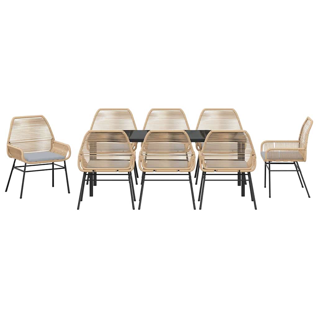 Have Spisebordssæt 9 stk. Brun polyrattan