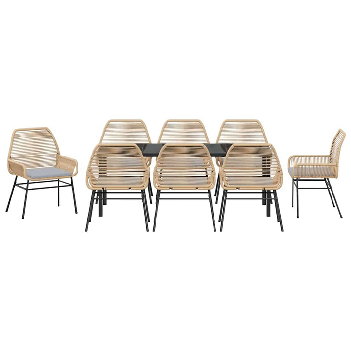 Have Spisebordssæt 9 stk. Brun polyrattan