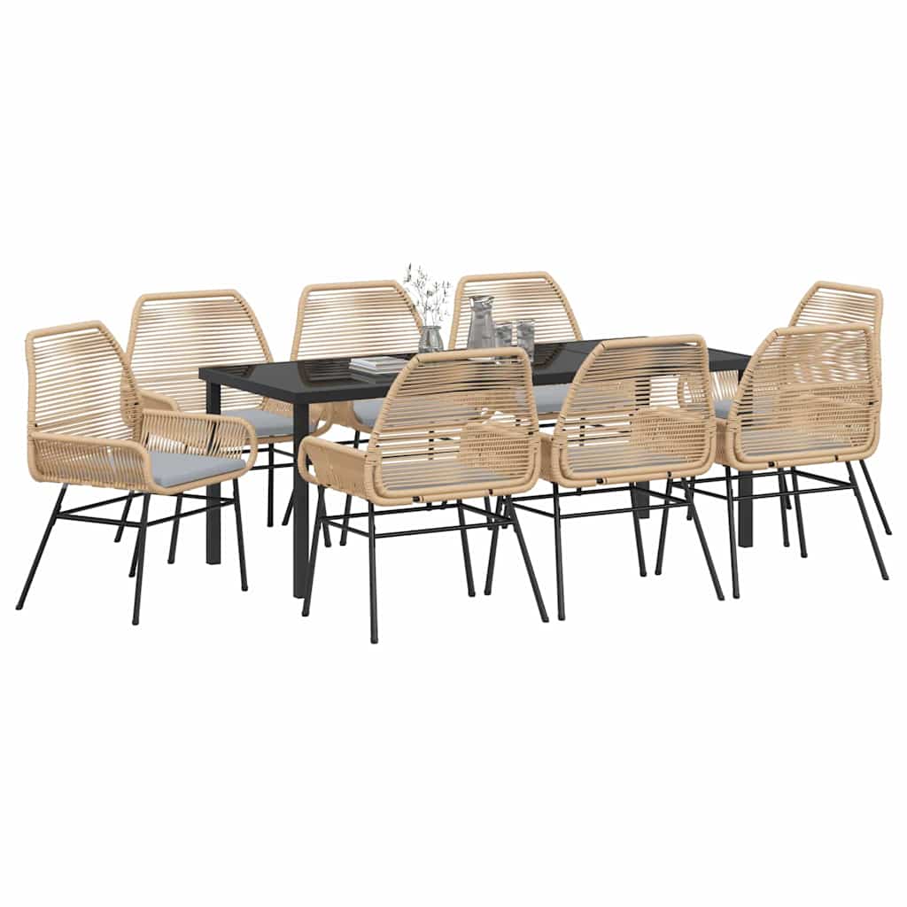 Have Spisebordssæt 9 stk. Brun polyrattan