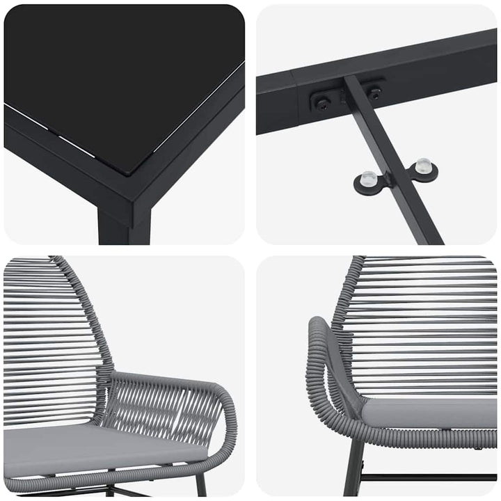 Have Spisebordssæt med pude 5 pcs Grå polyrattan