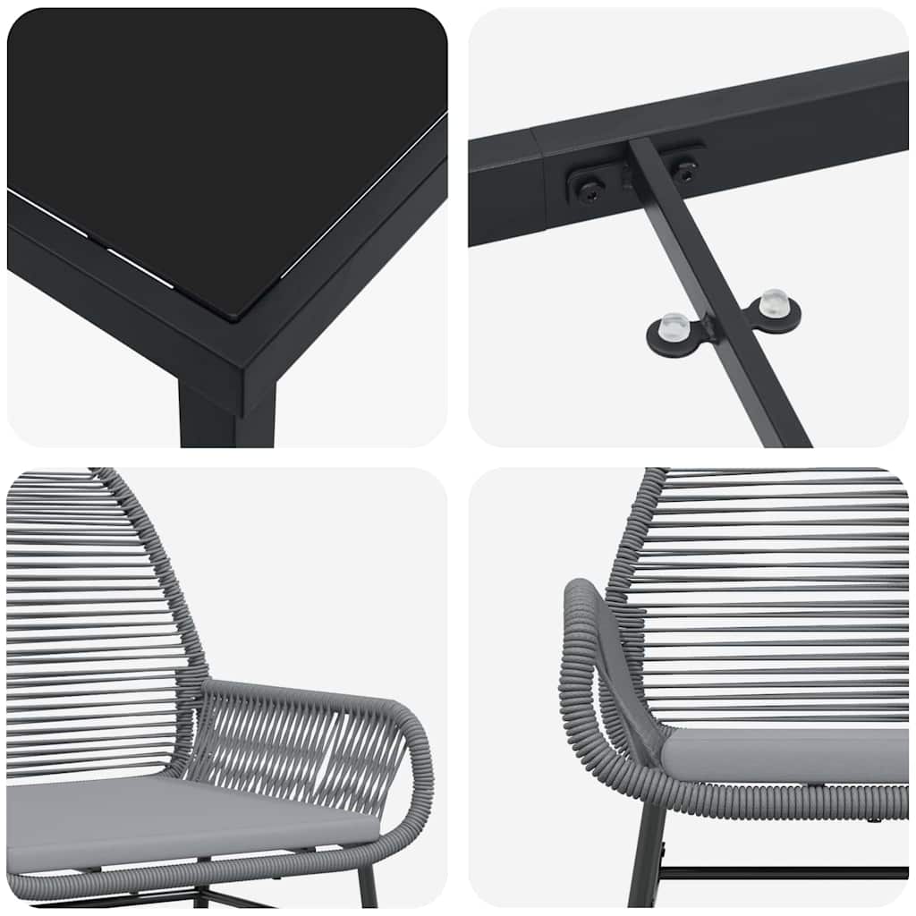 Have Spisebordssæt med pude 5 pcs Grå polyrattan