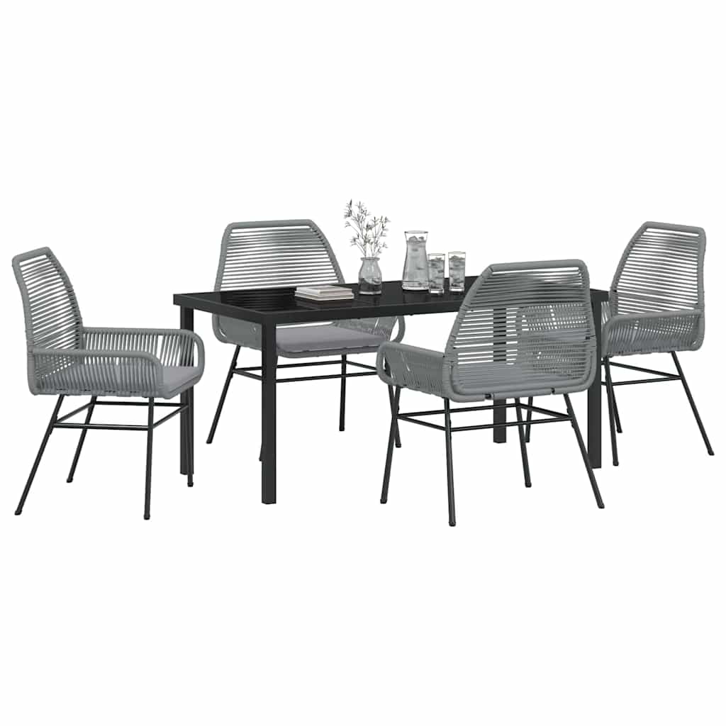 Have Spisebordssæt med pude 5 pcs Grå polyrattan