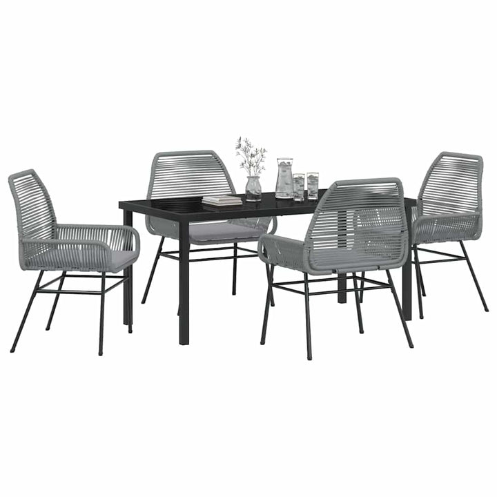 Have Spisebordssæt med pude 5 pcs Grå polyrattan