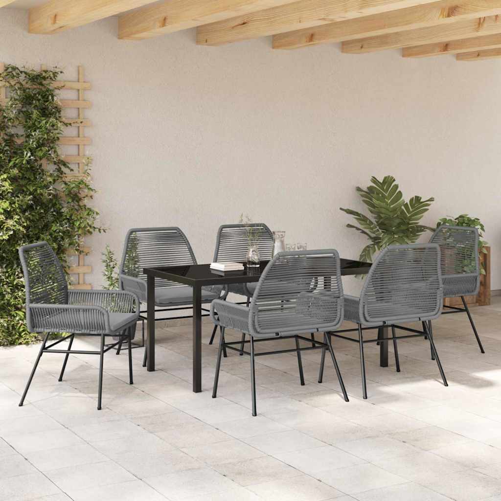 Have Spisebordssæt med pude 7 pcs Grå polyrattan