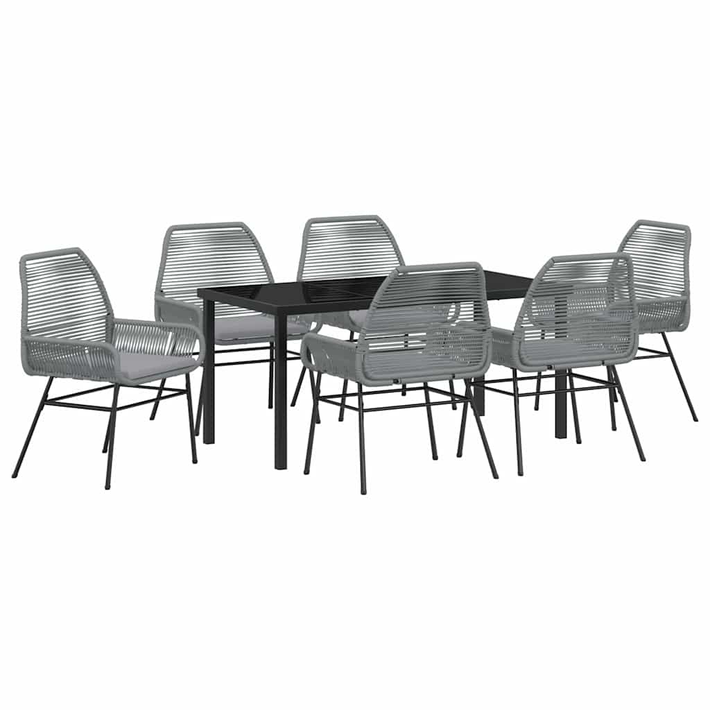 Have Spisebordssæt med pude 7 pcs Grå polyrattan
