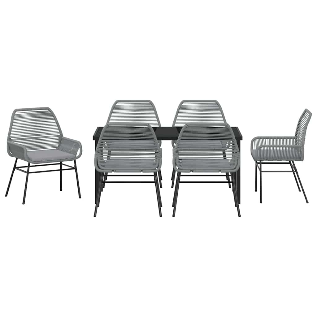 Have Spisebordssæt med pude 7 pcs Grå polyrattan