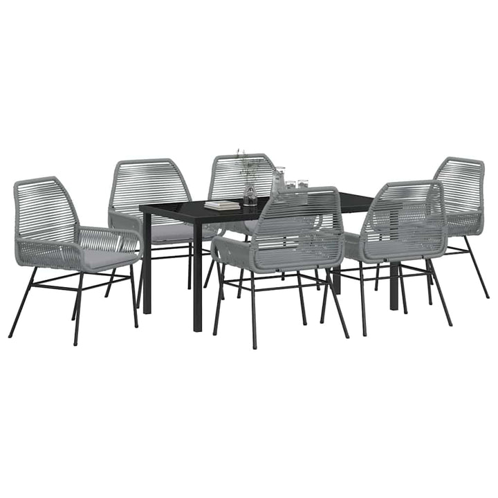 Have Spisebordssæt med pude 7 pcs Grå polyrattan