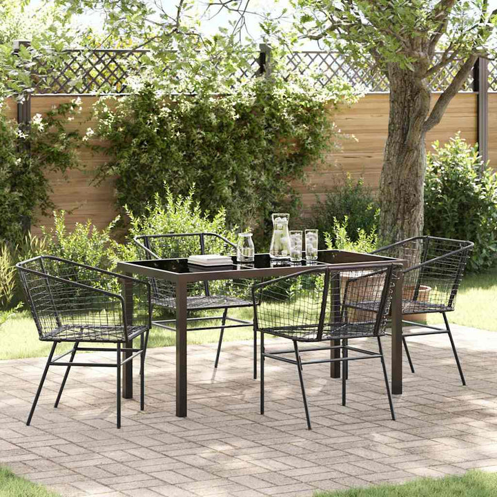 Have Spisebordssæt 5 pcs Sort polyrattan