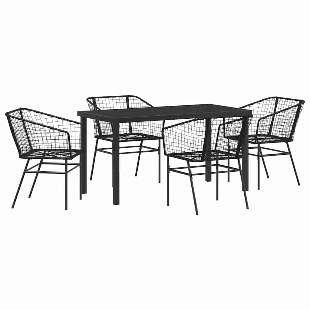 Have Spisebordssæt 5 pcs Sort polyrattan