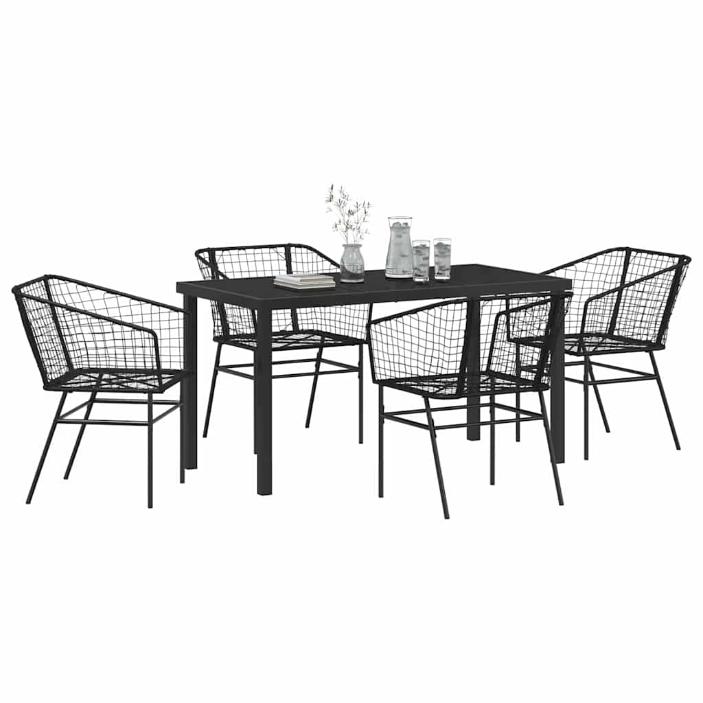 Have Spisebordssæt 5 pcs Sort polyrattan
