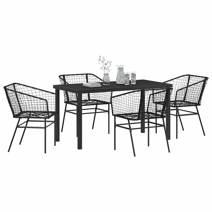 Have Spisebordssæt 5 pcs Sort polyrattan