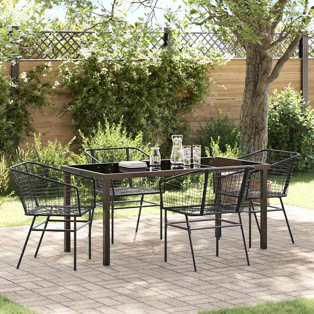 Have Spisebordssæt 5 pcs Sort polyrattan