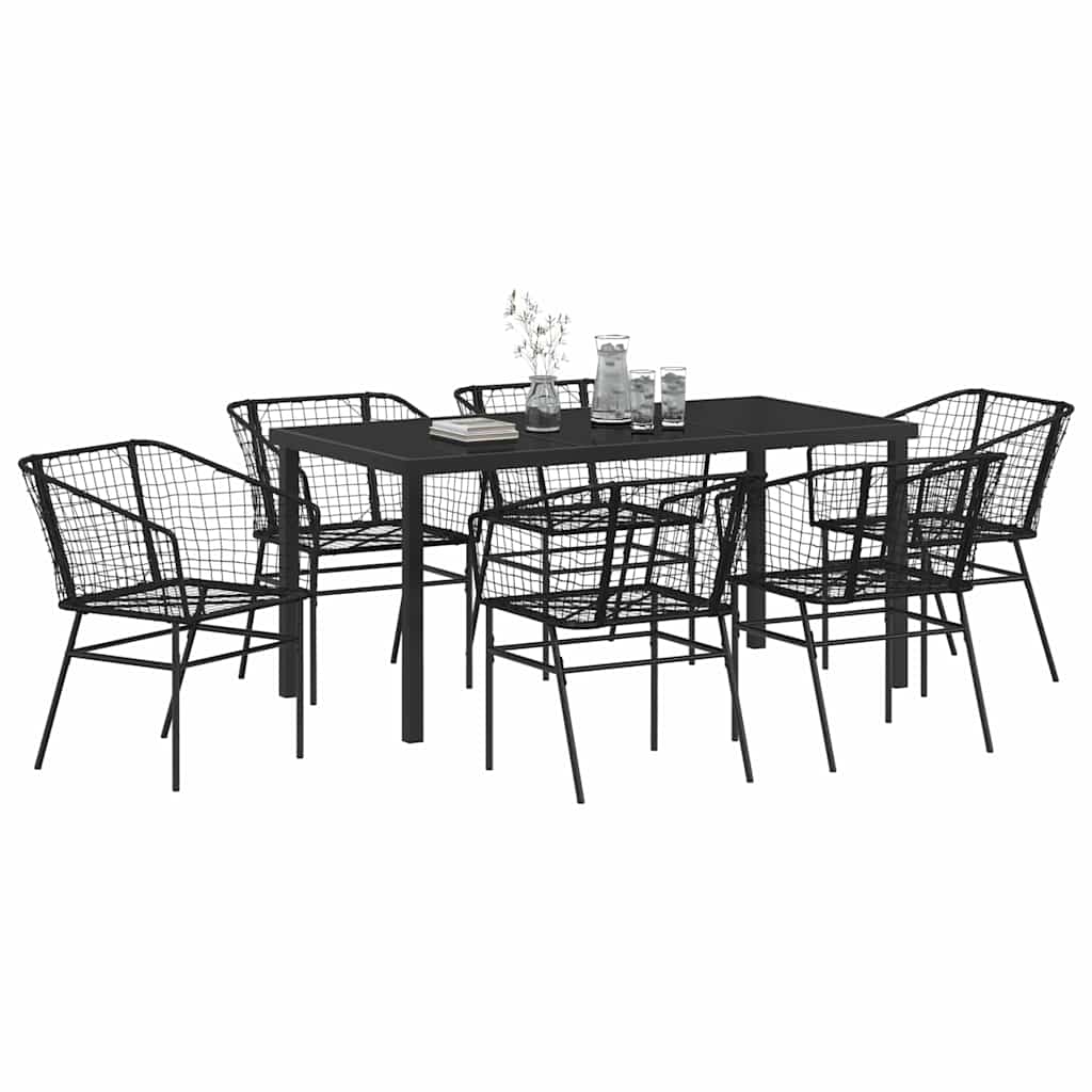 Have Spisebordssæt 7 pcs Sort polyrattan