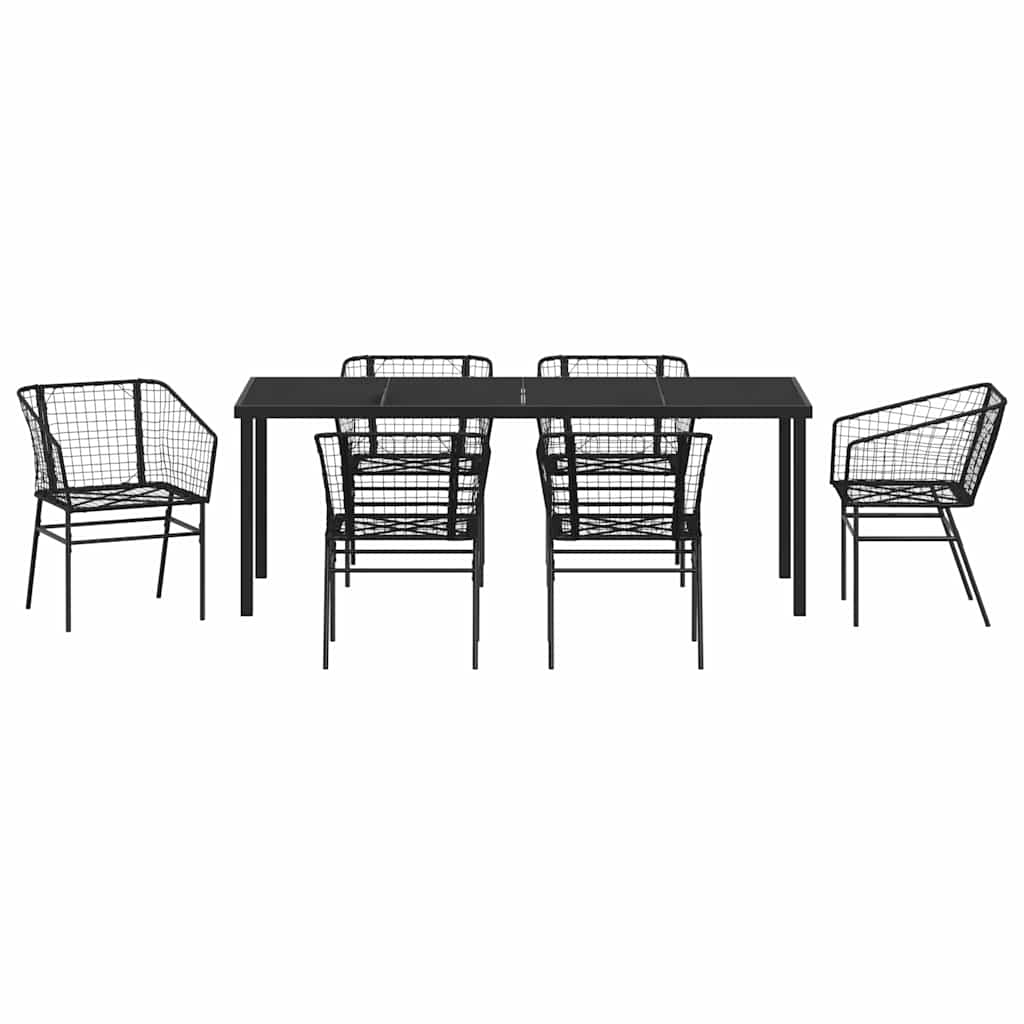 Have Spisebordssæt 7 pcs Sort polyrattan