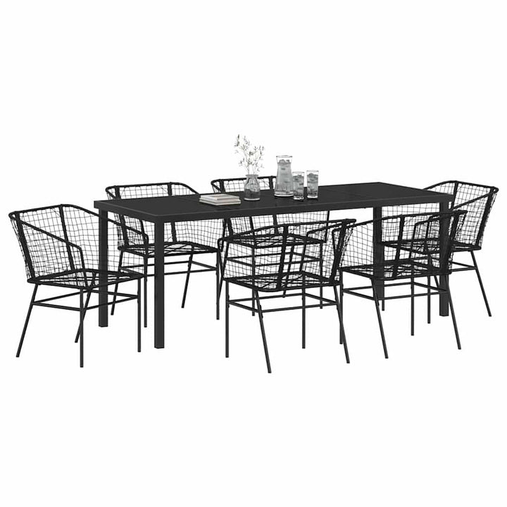 Have Spisebordssæt 7 pcs Sort polyrattan