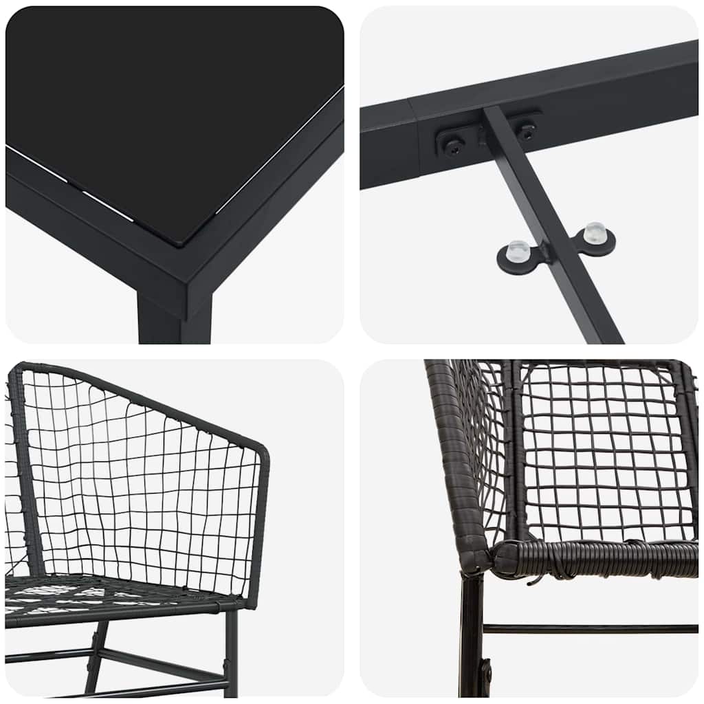 Have Spisebordssæt 9 pcs Sort polyrattan