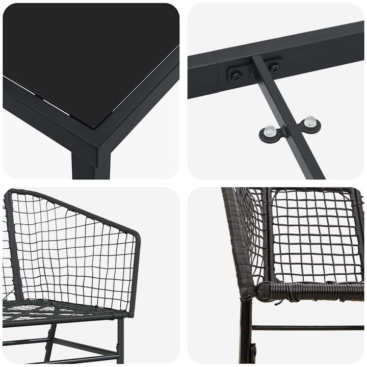 Have Spisebordssæt 9 pcs Sort polyrattan