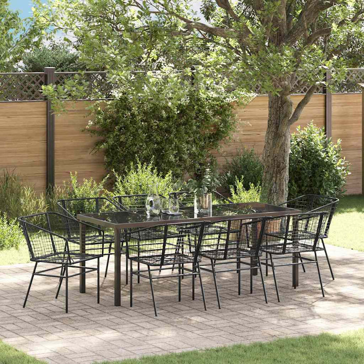 Have Spisebordssæt 9 pcs Sort polyrattan