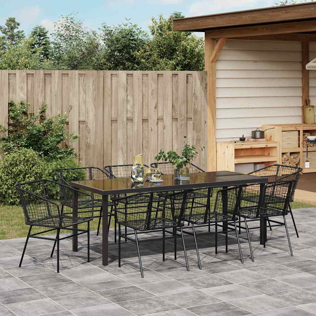 Have Spisebordssæt 9 pcs Sort polyrattan