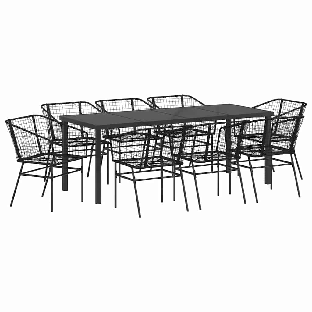 Have Spisebordssæt 9 pcs Sort polyrattan