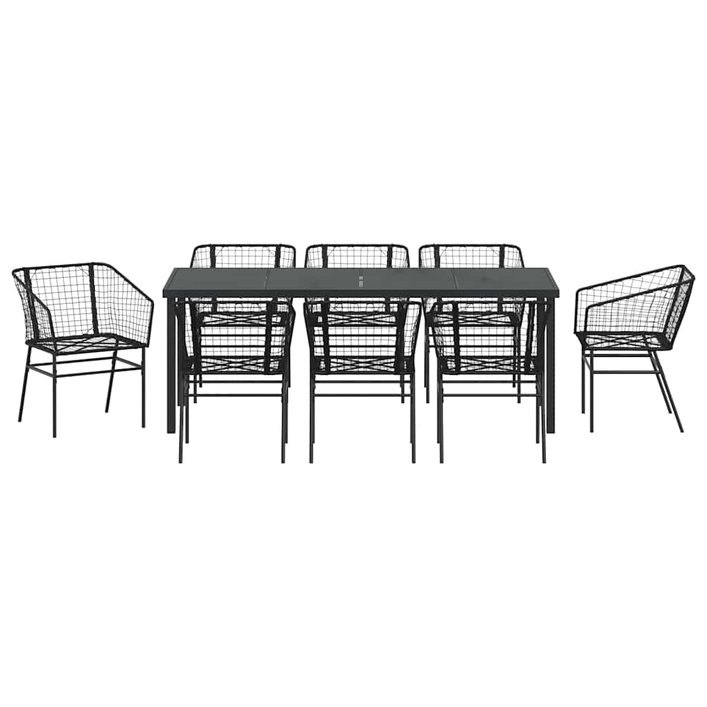 Have Spisebordssæt 9 pcs Sort polyrattan