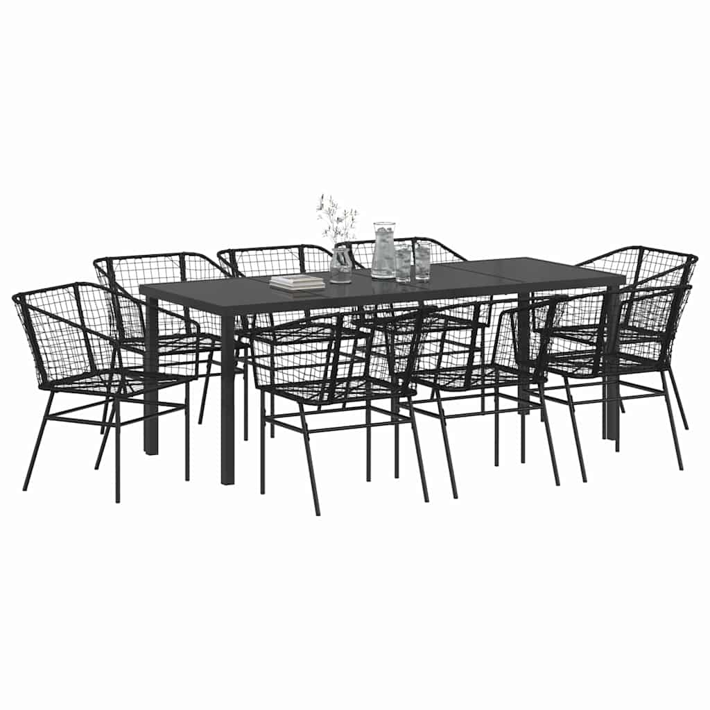 Have Spisebordssæt 9 pcs Sort polyrattan