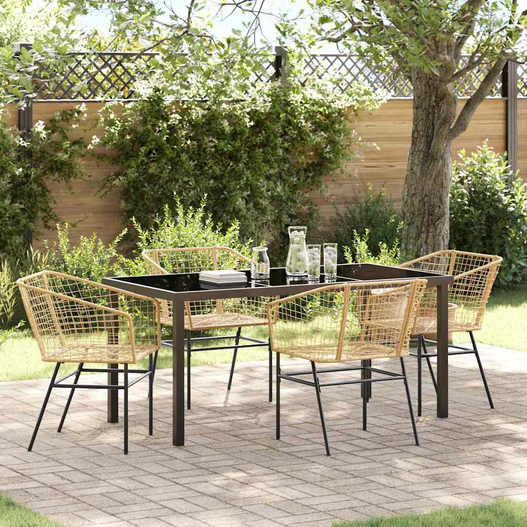 Have Spisebordssæt 5 pcs Brun polyrattan