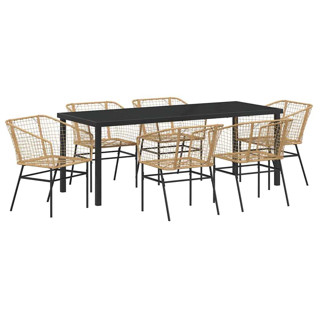 Have Spisebordssæt 7 pcs Brun polyrattan