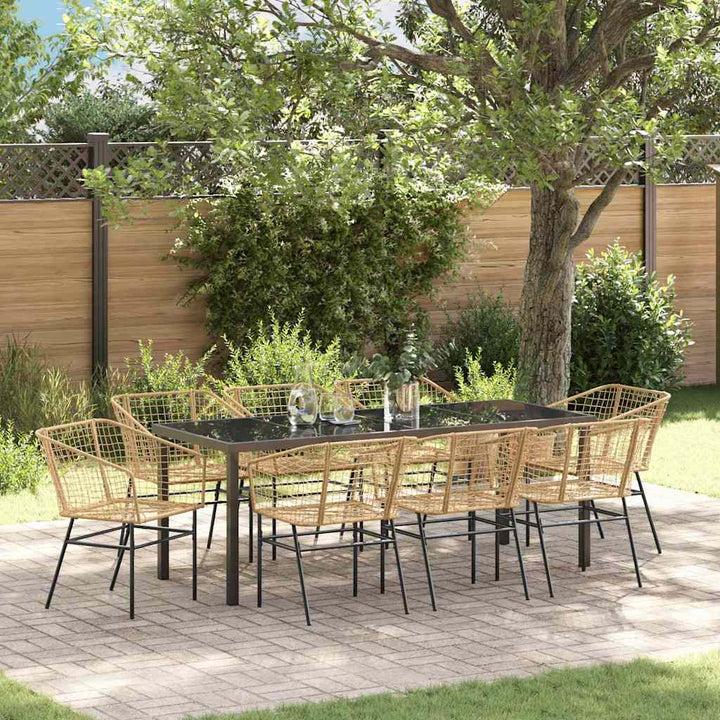 Have Spisebordssæt 9 pcs Brun polyrattan