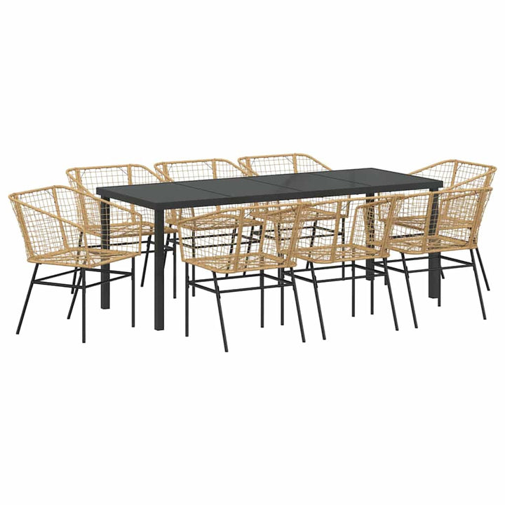 Have Spisebordssæt 9 pcs Brun polyrattan